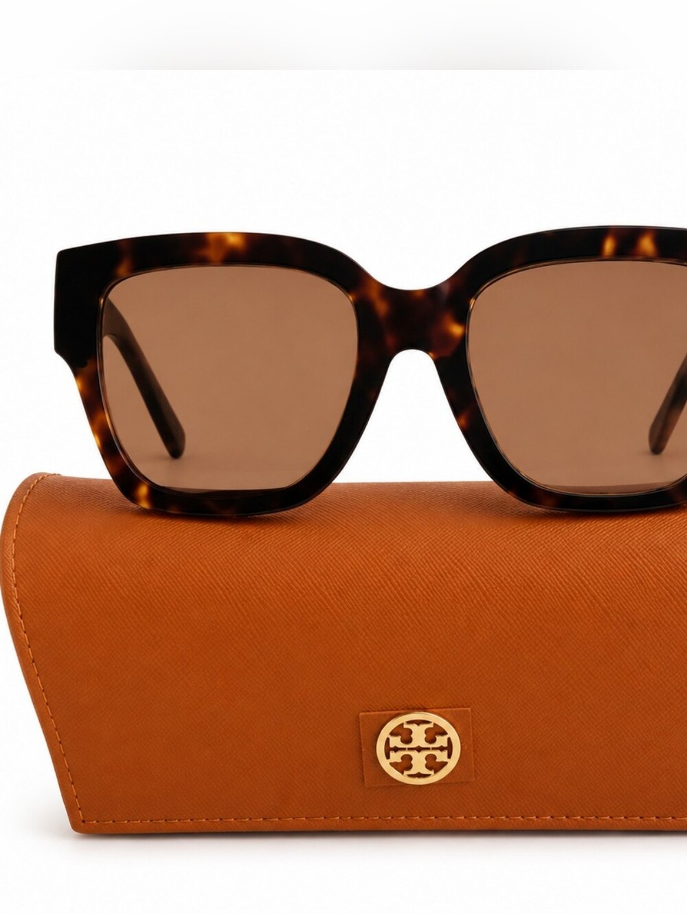 NWT Tory Bursch Kira Square Sunglasses dark tortoise/brown gradient - Picture 4 of 13